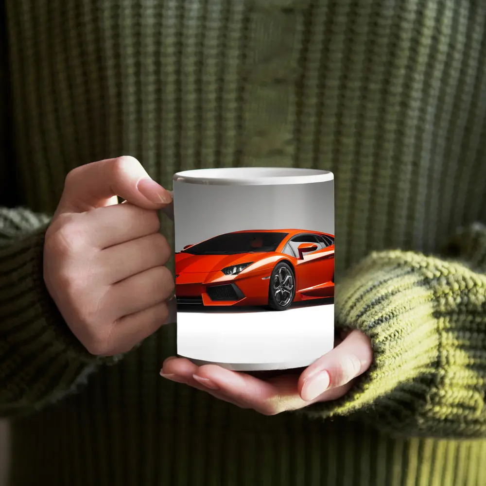 Lamborghini Aventador Orange Supercar Studio Shot – Mugs