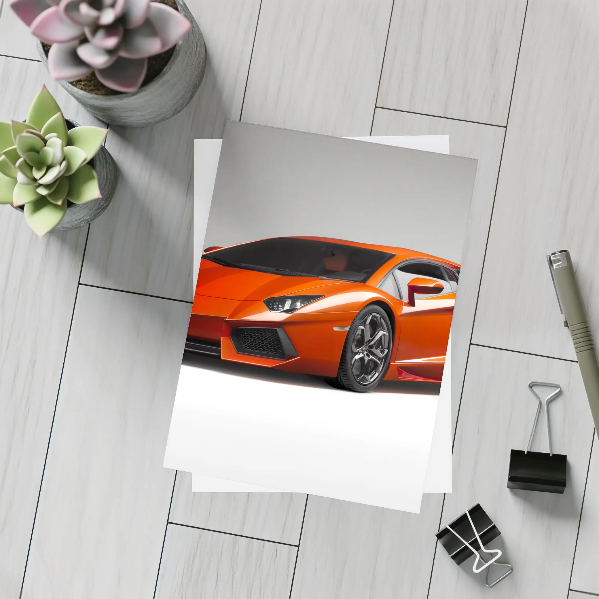 Lamborghini Aventador Orange Supercar Studio Shot – Postcards