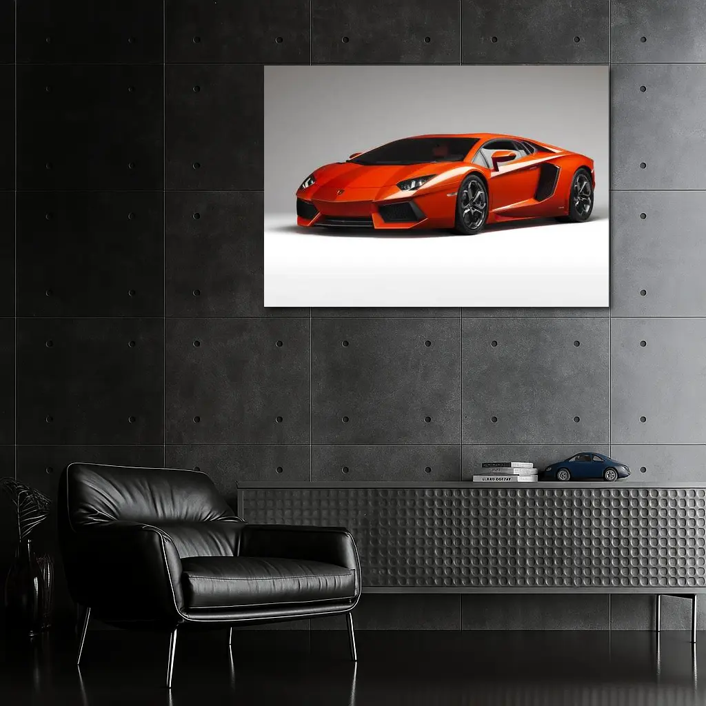 Lamborghini Aventador Orange Supercar Studio Shot – Wall Art