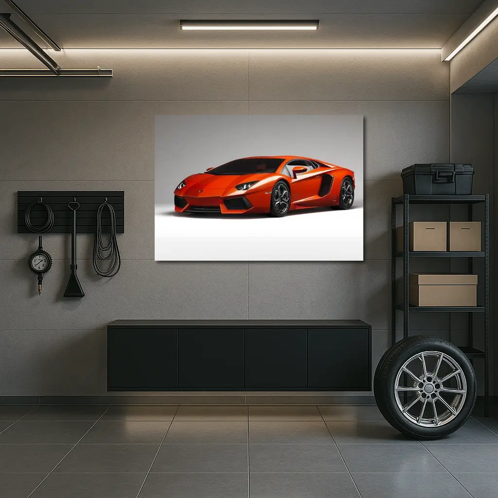 Lamborghini Aventador Orange Supercar Studio Shot – Wall Art