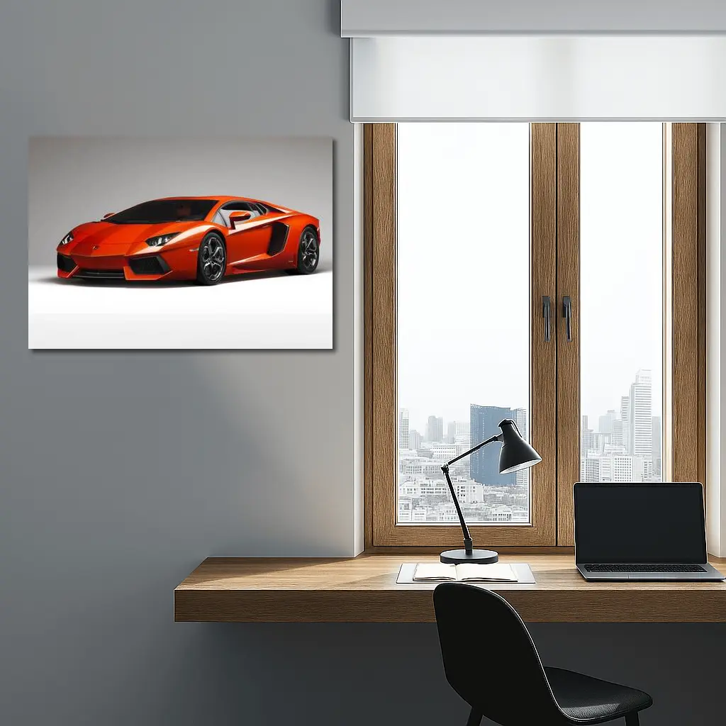 Lamborghini Aventador Orange Supercar Studio Shot – Wall Art