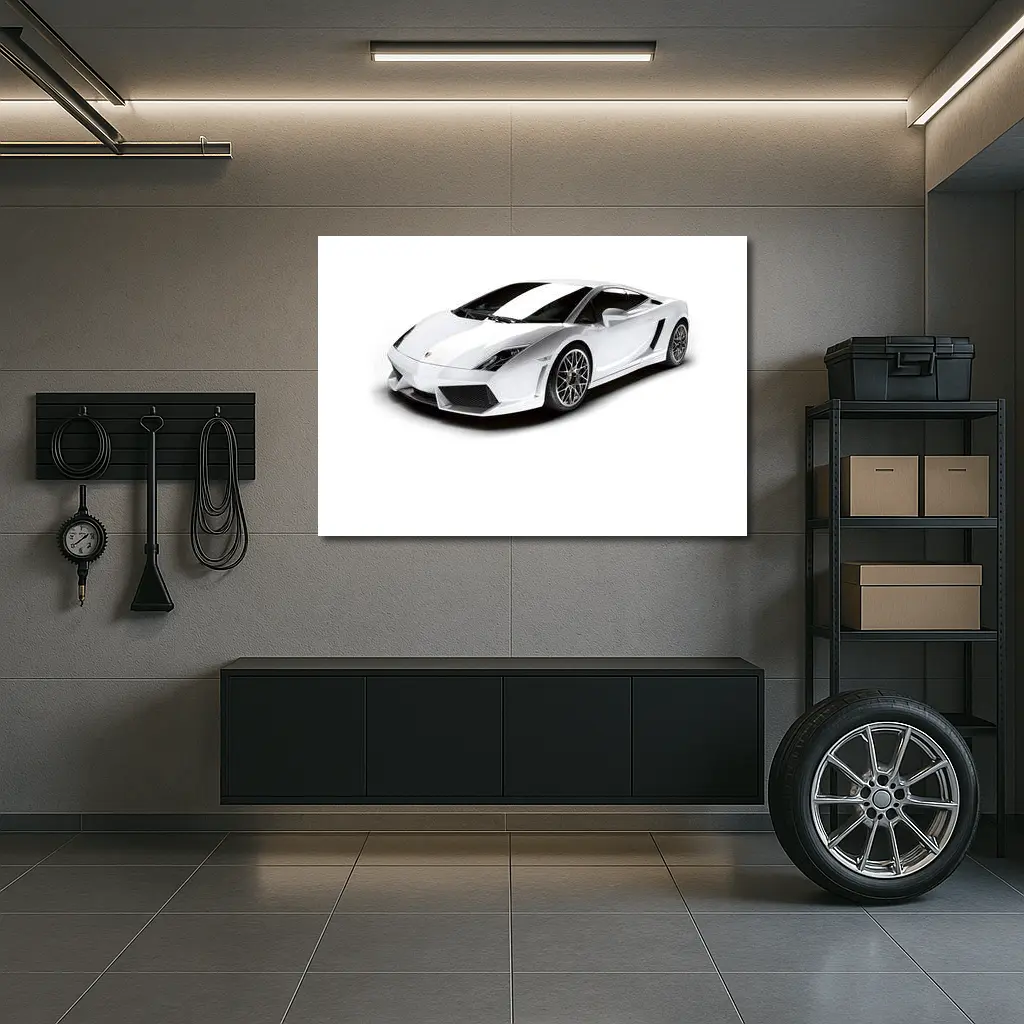 Lamborghini Gallardo White Supercar Studio Shot – Wall Art