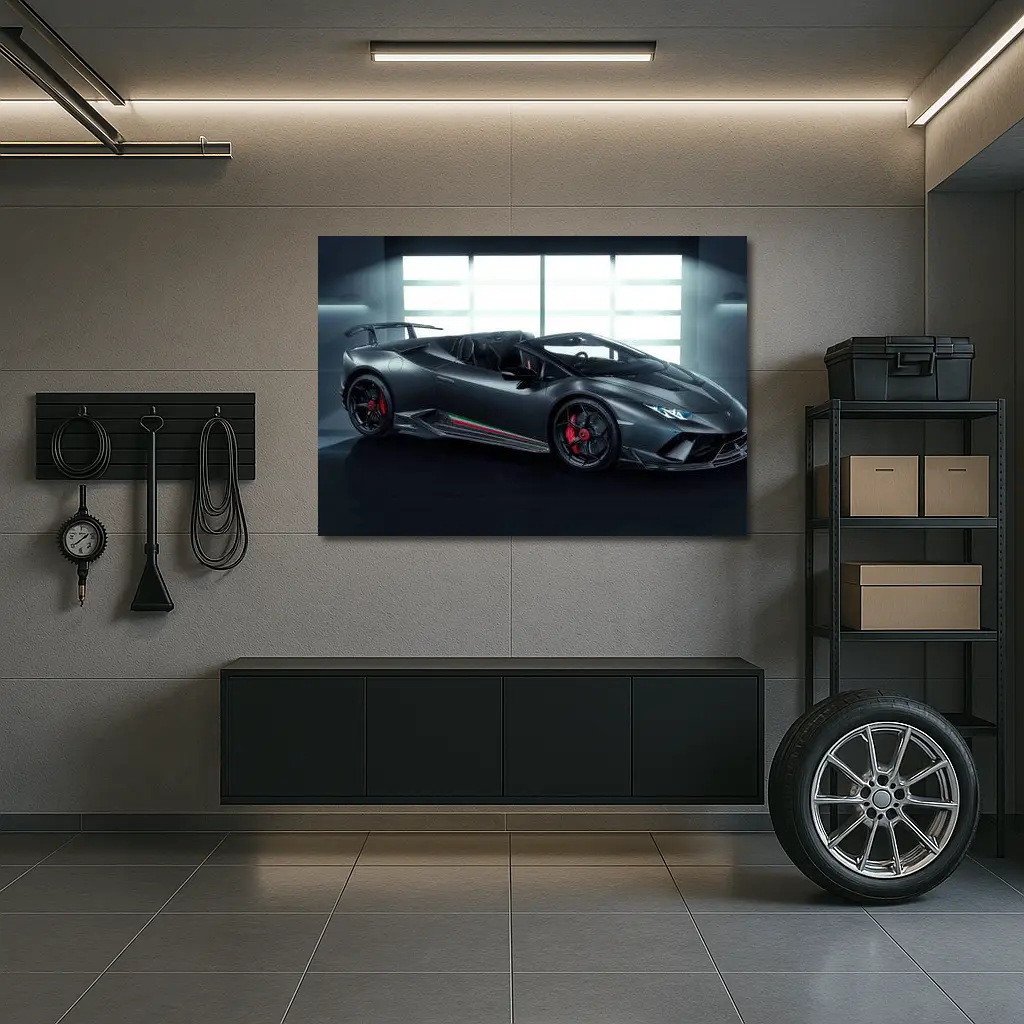 Lamborghini Huracan Matte Gray Garage – Wall Art