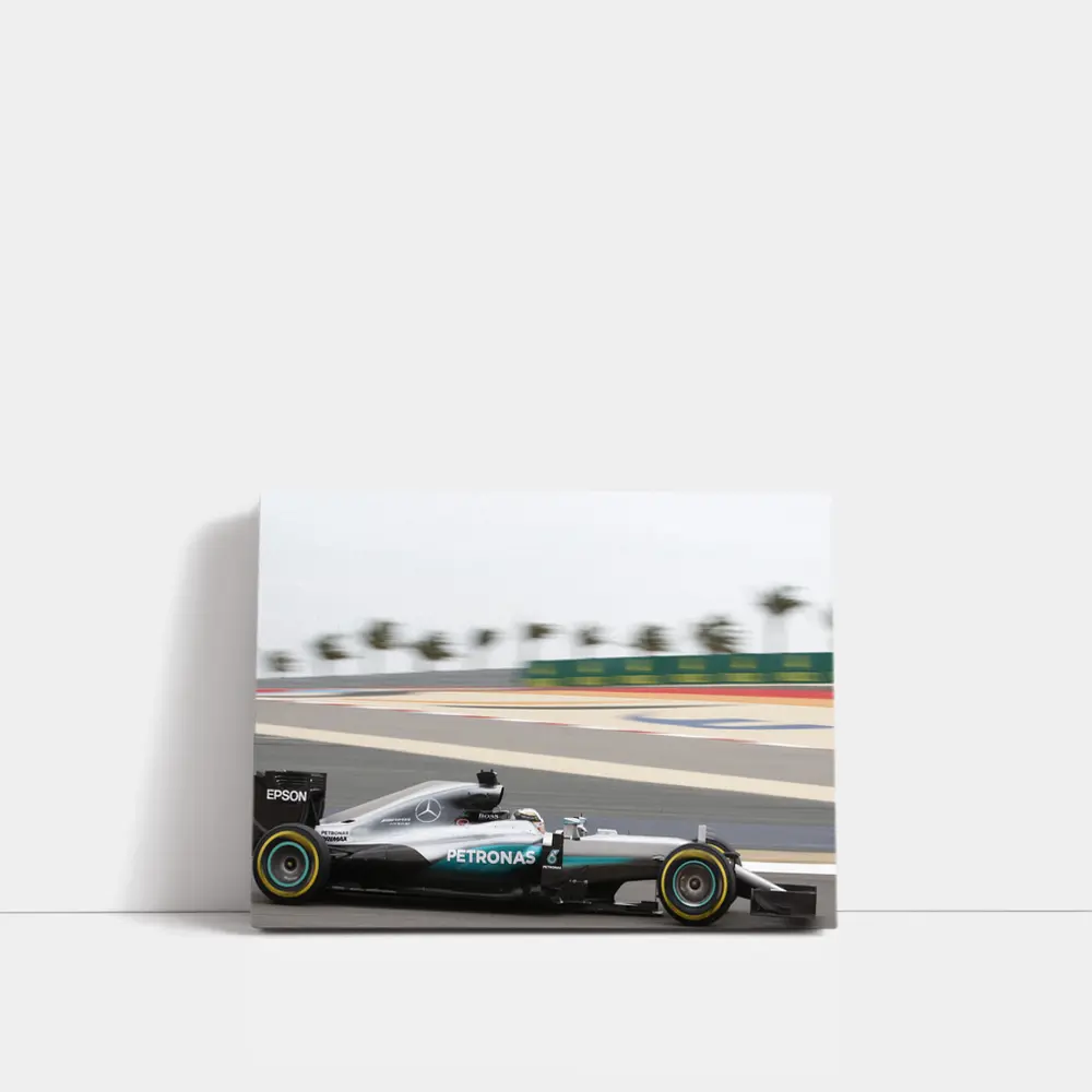 Mercedes F1 Car Racing on Track – Wall Art