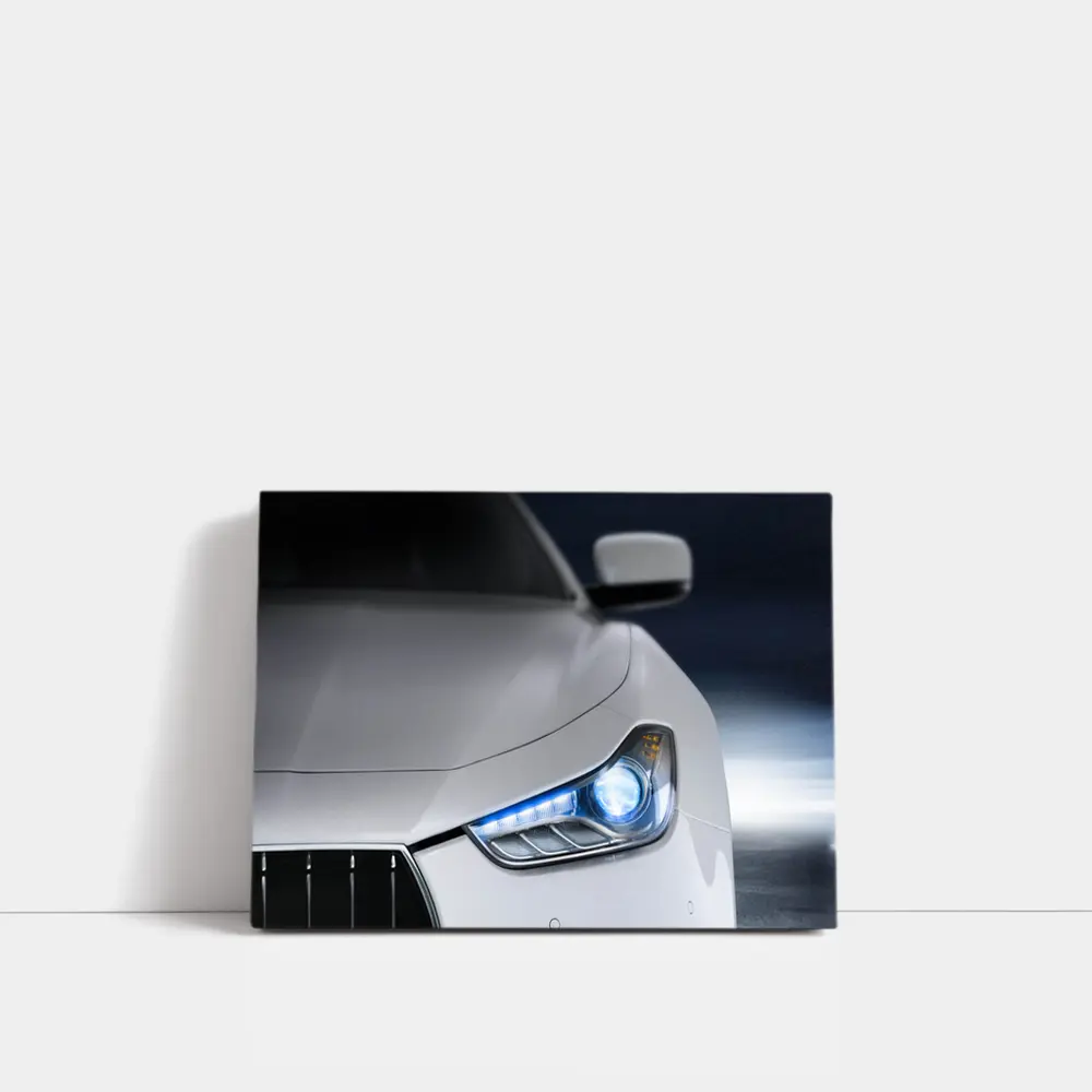 Maserati Ghibli White Headlight Close Up – Wall Art