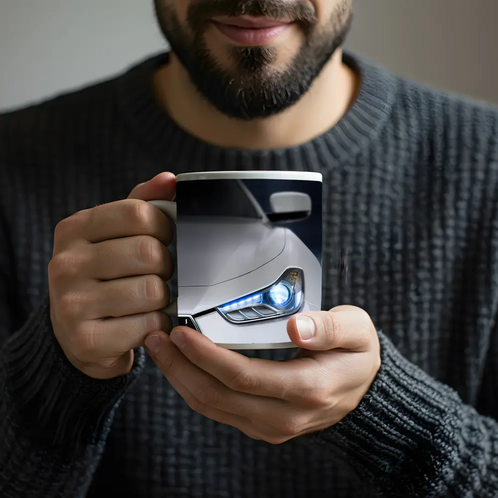 Maserati Ghibli White Headlight Close Up – Mugs