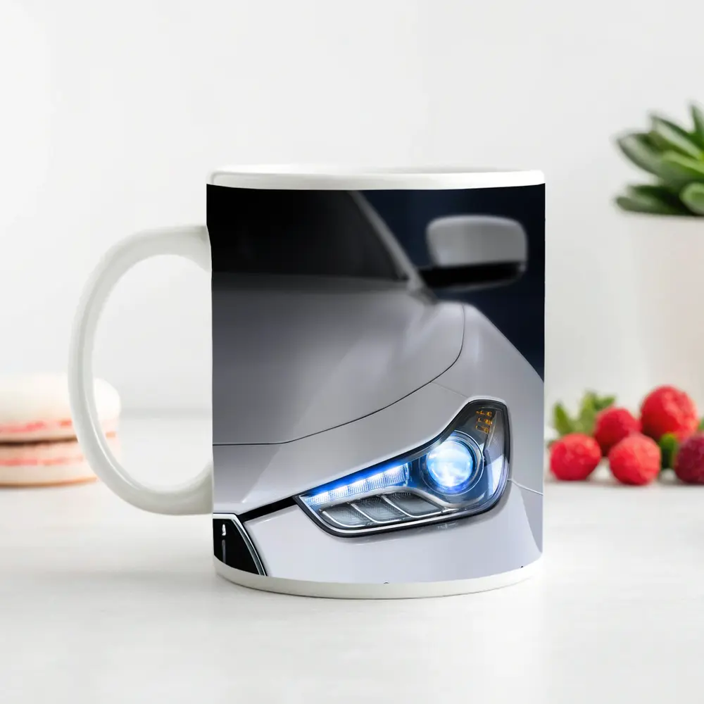 Maserati Ghibli White Headlight Close Up – Mugs