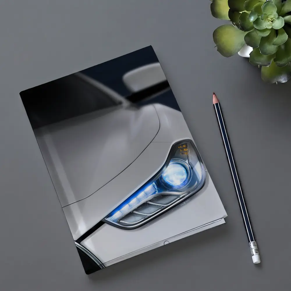 Maserati Ghibli White Headlight Close Up – Notebooks