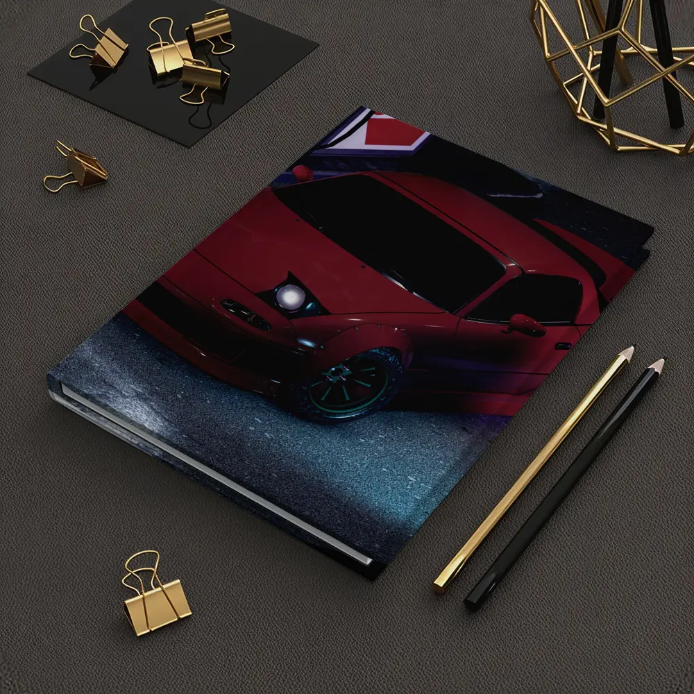 Mazda RX-7 Red Neon Gas Station Night – Notebooks