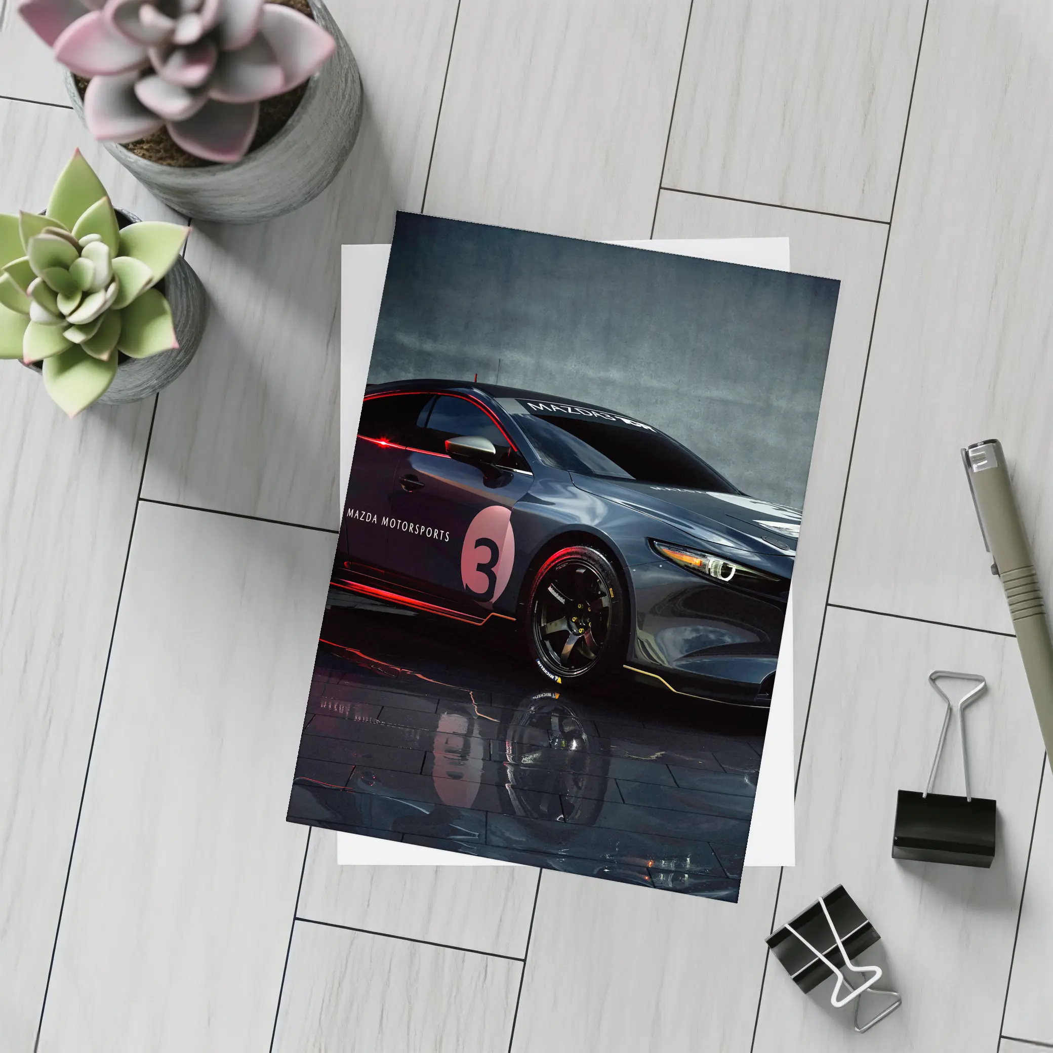 Mazda Three Motorsports Race Car Dark Studio – Postcards