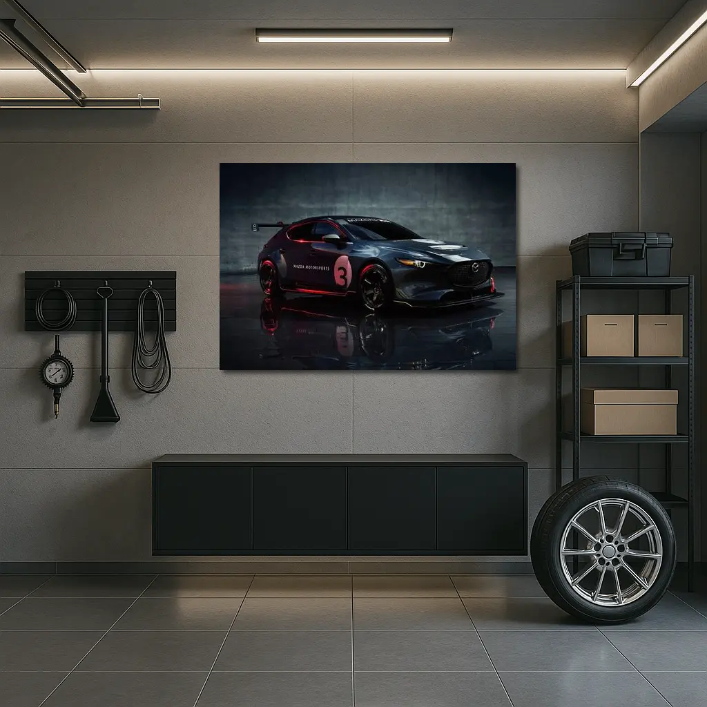 Mazda Three Motorsports Race Car Dark Studio – Wall Art
