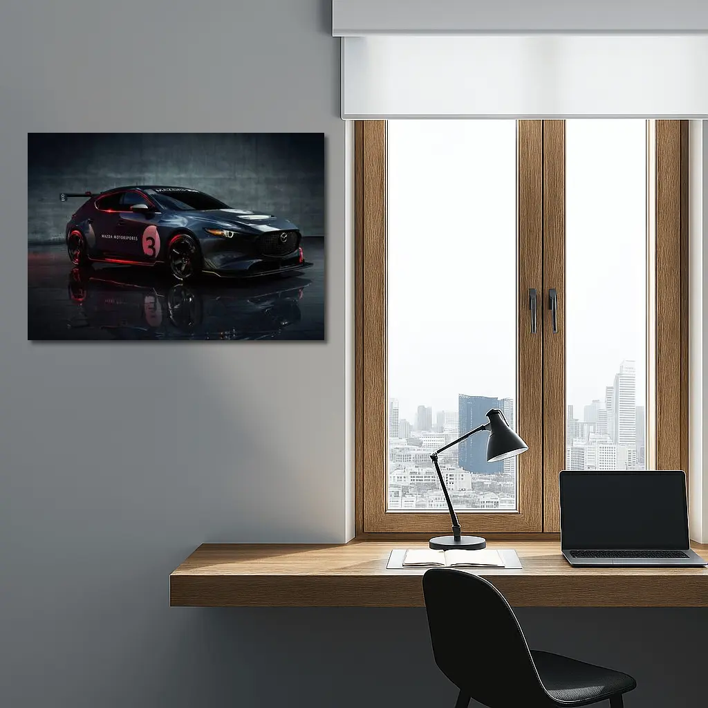Mazda Three Motorsports Race Car Dark Studio – Wall Art