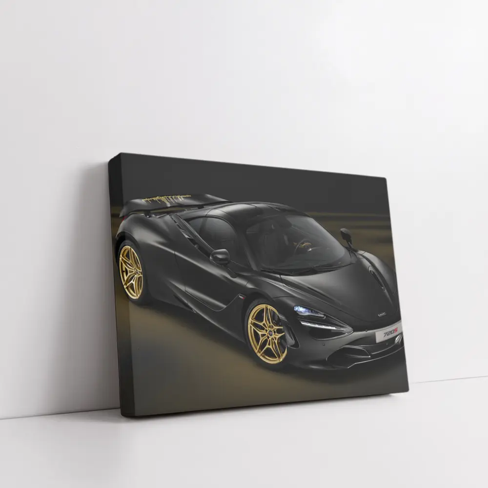 McLaren 720S Black Gold Dark Background – Wall Art