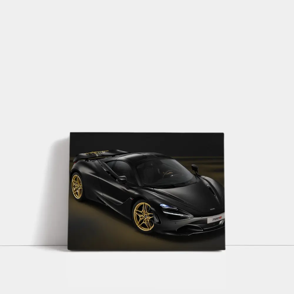 McLaren 720S Black Gold Dark Background – Wall Art