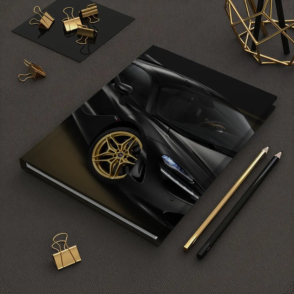 McLaren 720S Black Gold Dark Background – Notebooks