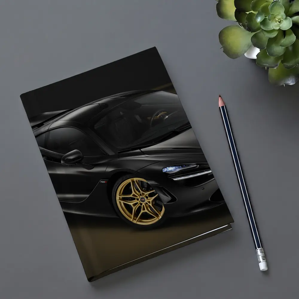 McLaren 720S Black Gold Dark Background – Notebooks