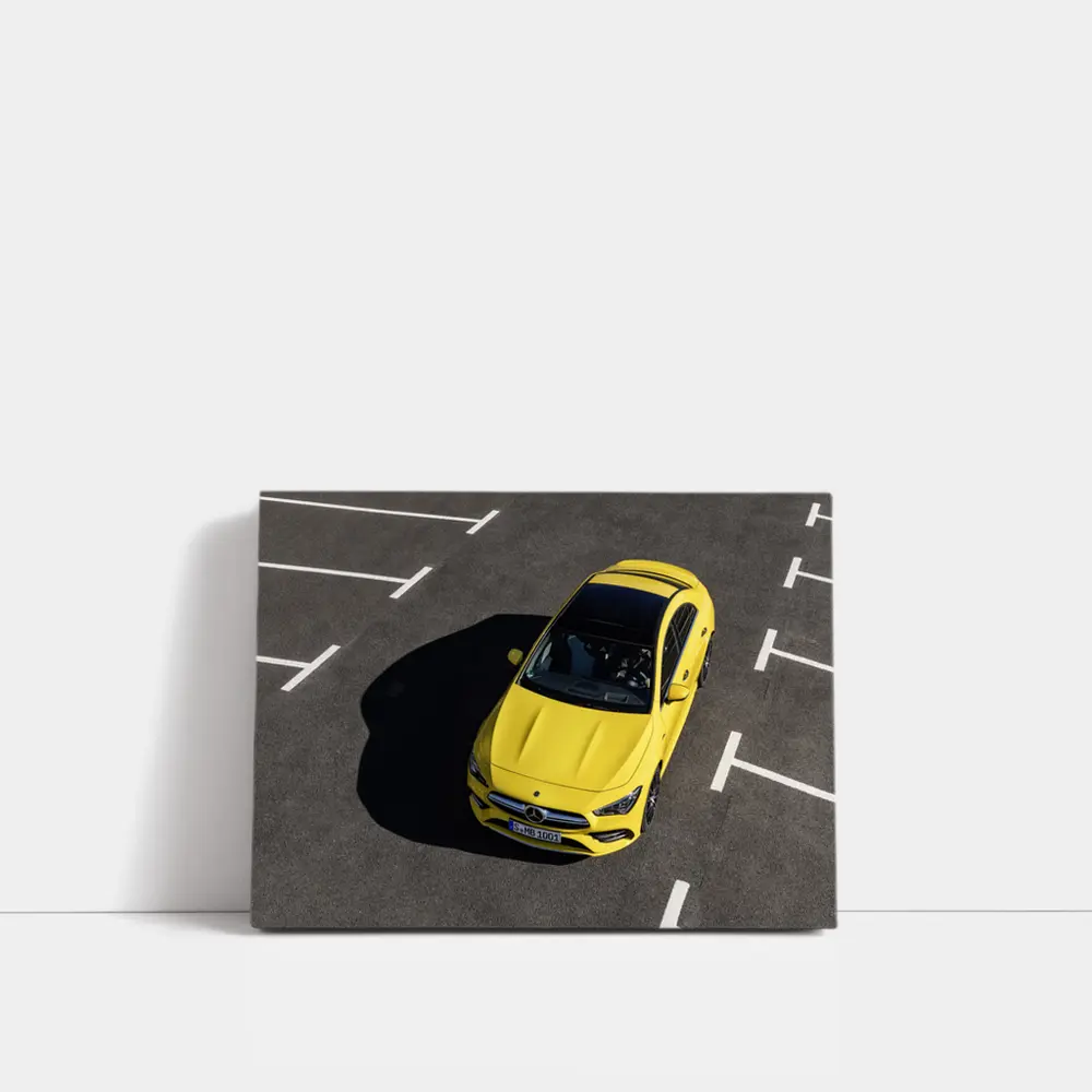Mercedes AMG CLA Yellow Parking Lot Aerial – Wall Art