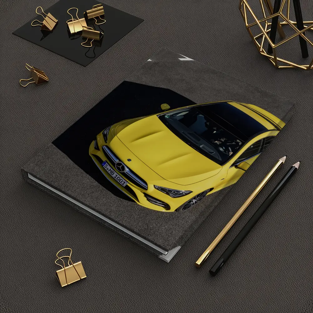 Mercedes AMG CLA Yellow Parking Lot Aerial – Notebooks