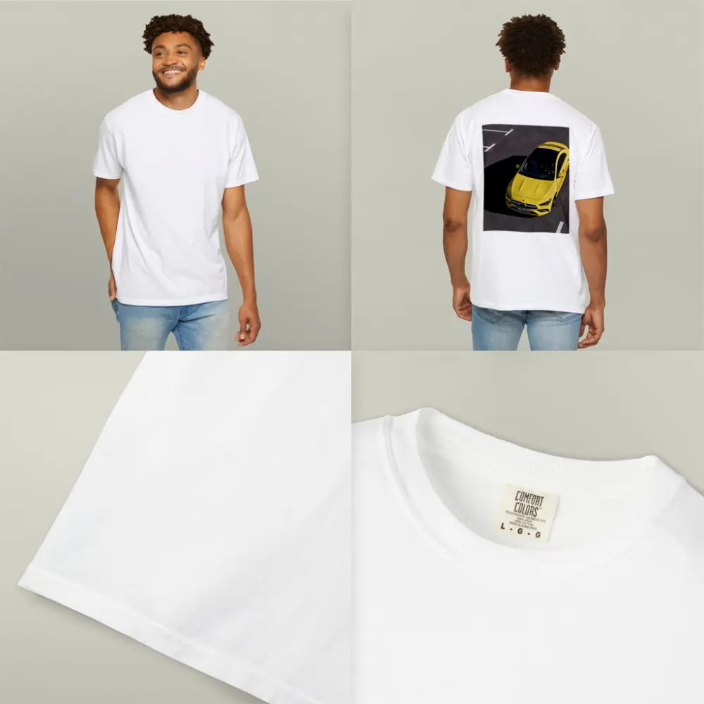 Mercedes AMG CLA Yellow Parking Lot Aerial – T-Shirts