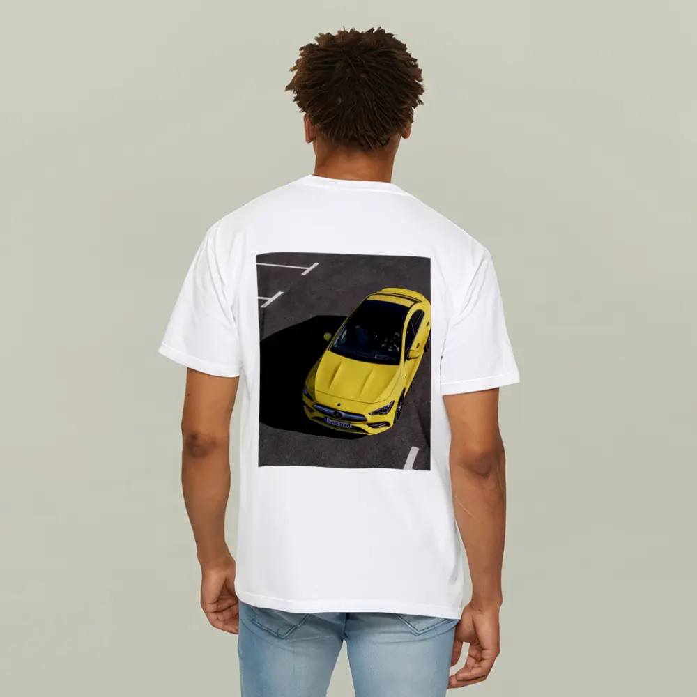 Mercedes AMG CLA Yellow Parking Lot Aerial – T-Shirts