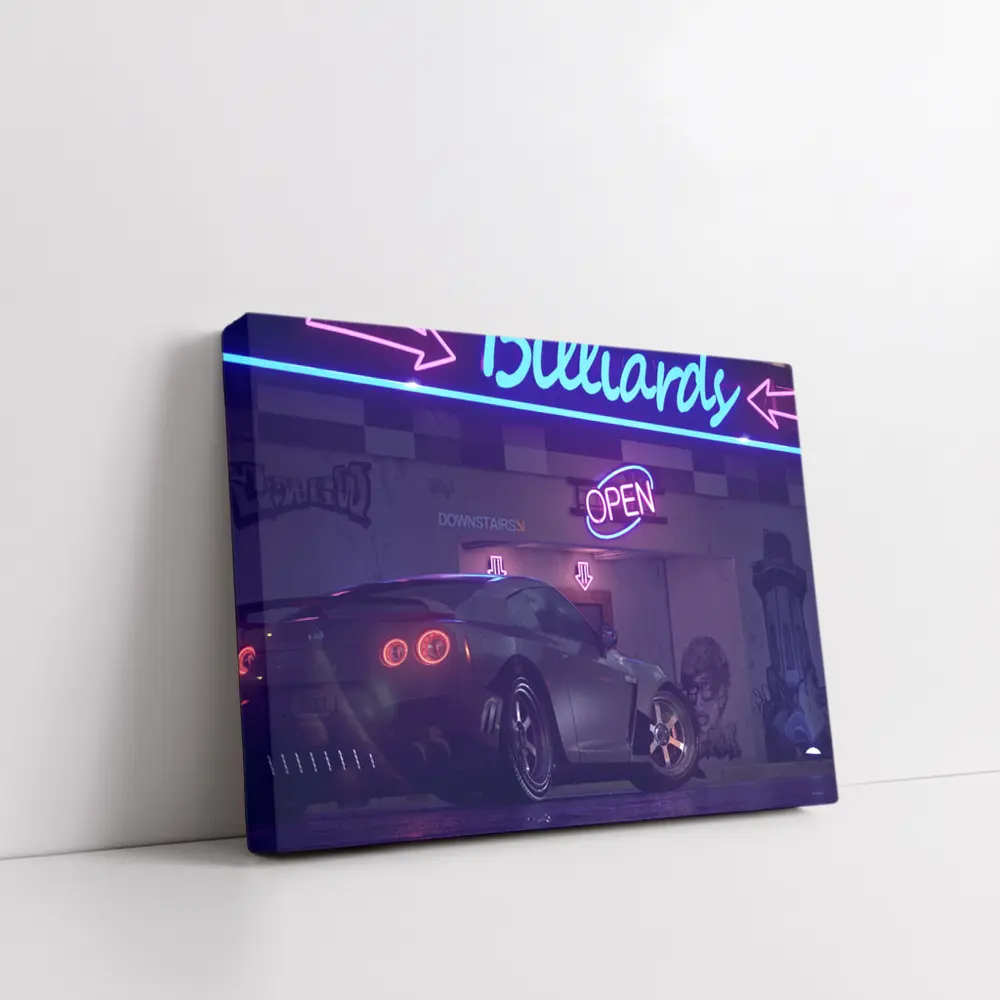 Nissan GT-R Neon Billiards Street Night – Wall Art