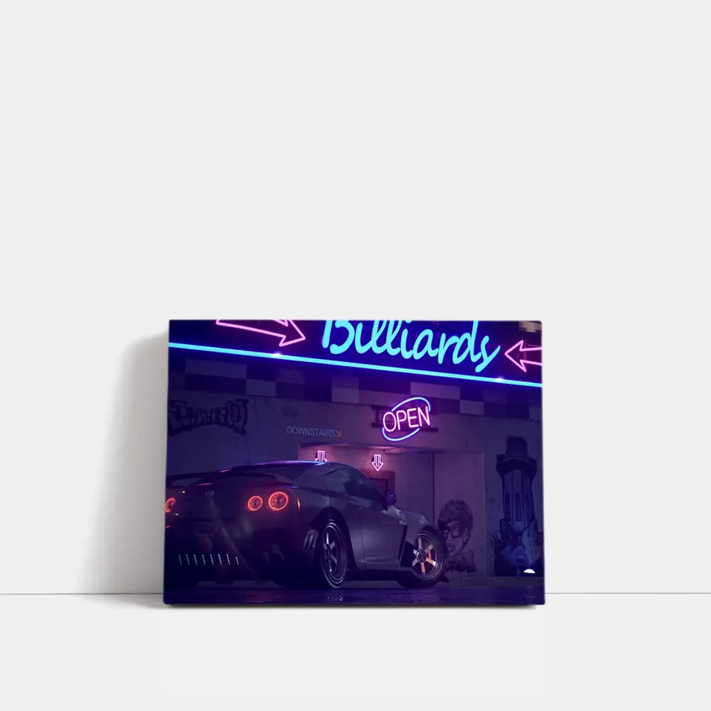 Nissan GT-R Neon Billiards Street Night – Wall Art