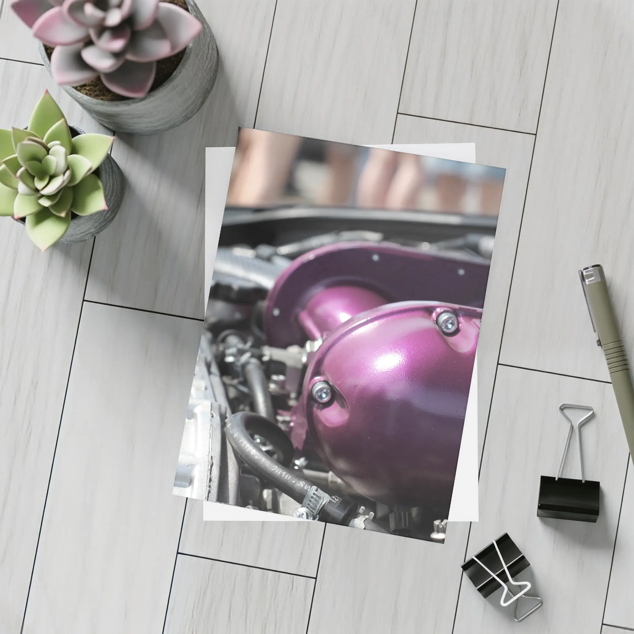 Purple Engine Bay Detail Car Show – Postcards