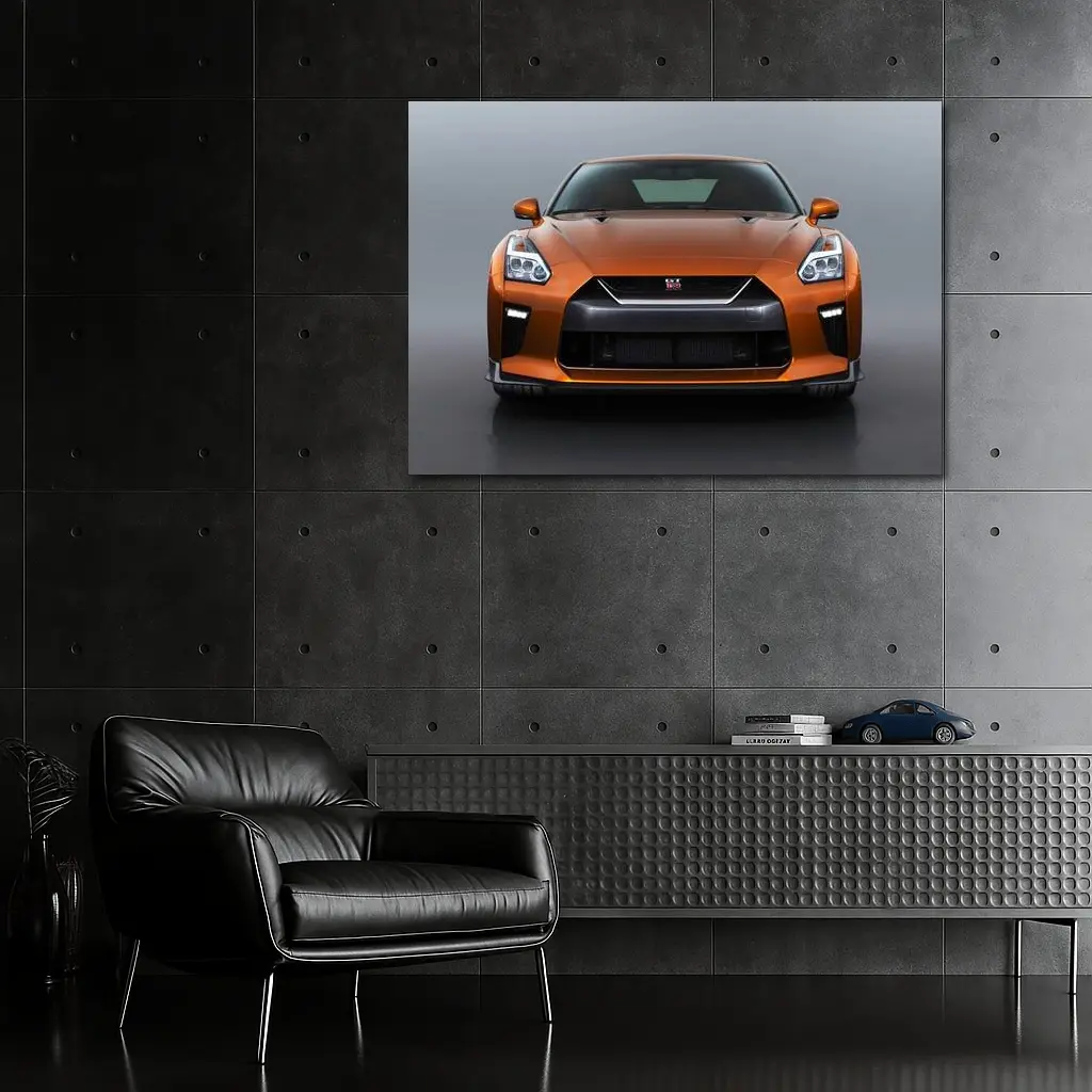 Nissan GT-R Front View Orange Studio – Wall Art
