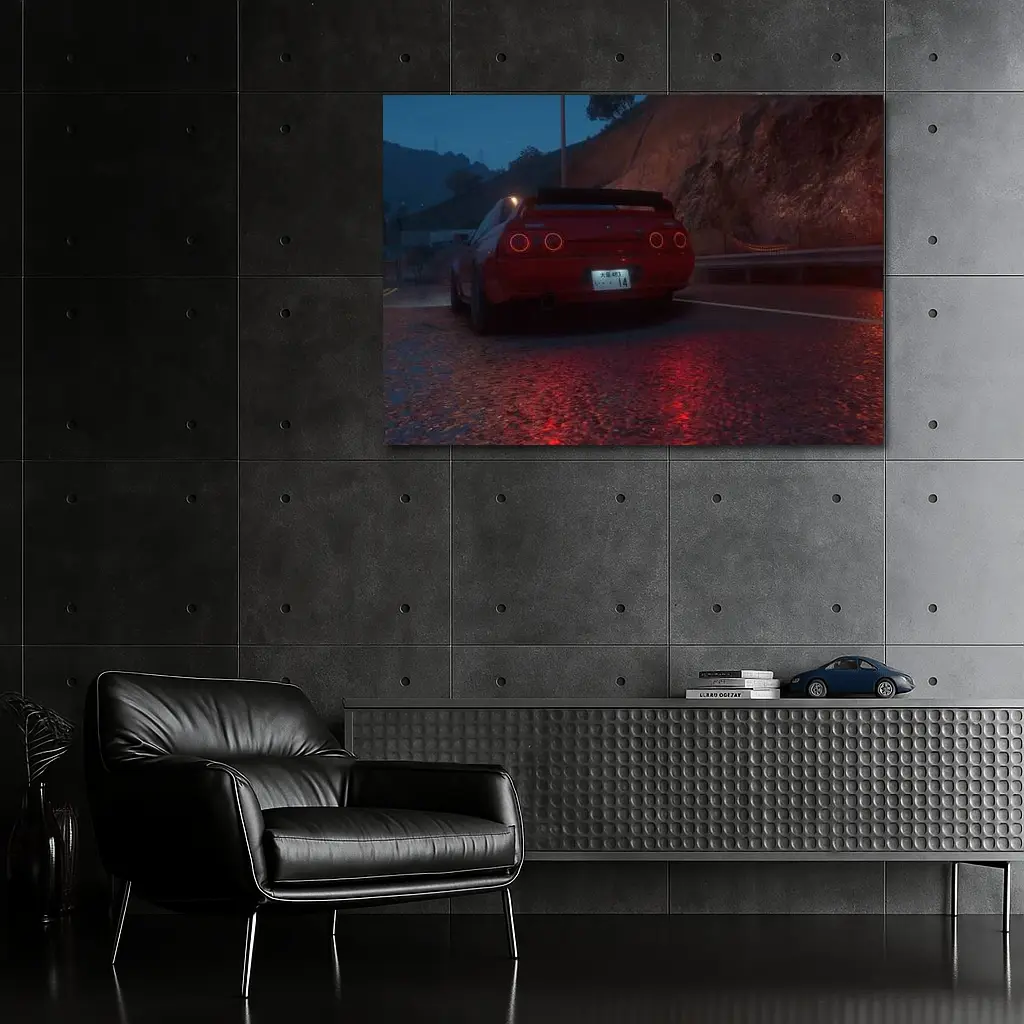 Nissan Skyline GT-R Red Night Mountain Road – Wall Art