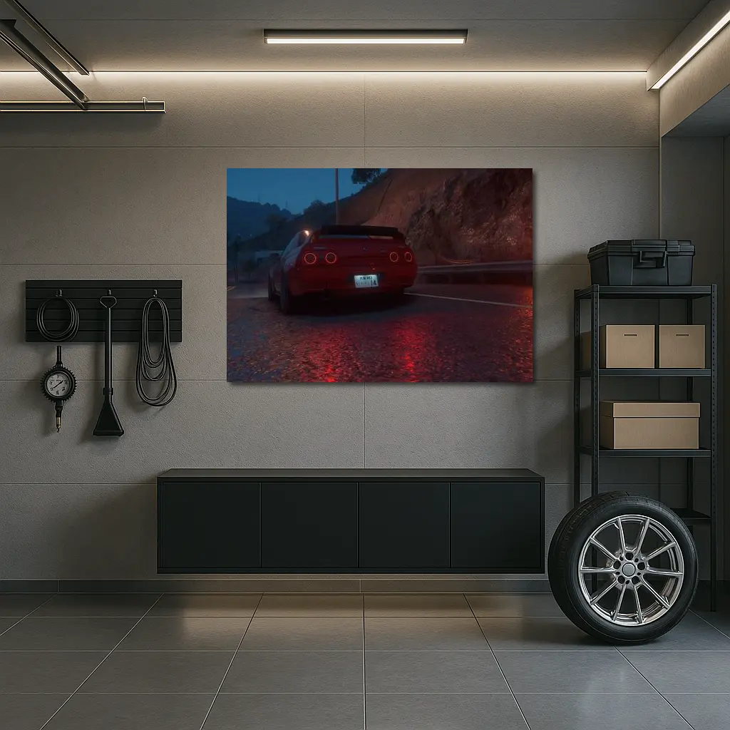 Nissan Skyline GT-R Red Night Mountain Road – Wall Art