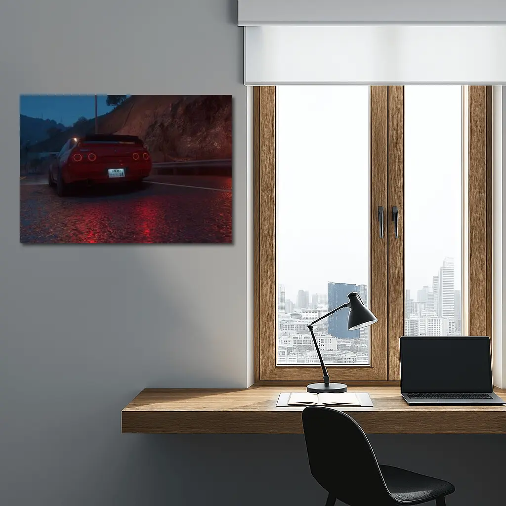 Nissan Skyline GT-R Red Night Mountain Road – Wall Art