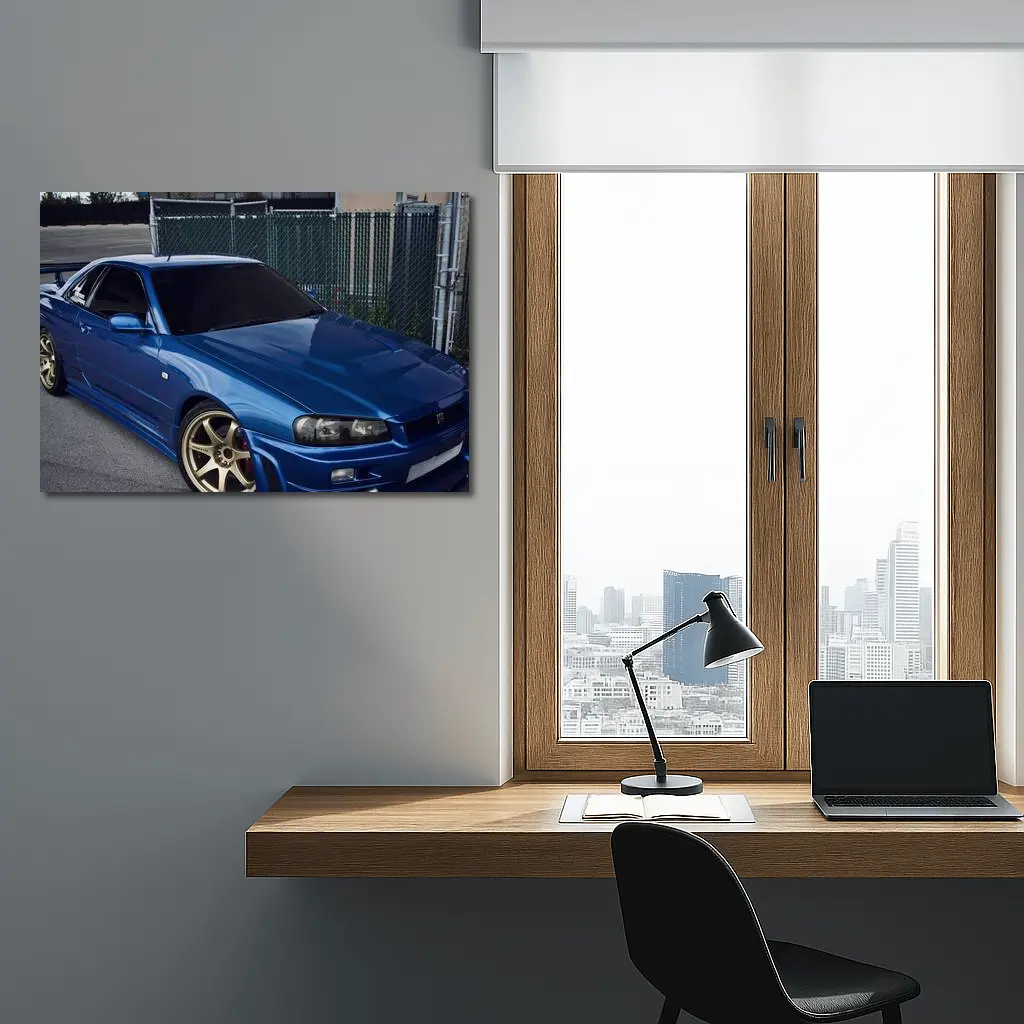 Nissan Skyline GT-R R34 Blue Street – Wall Art