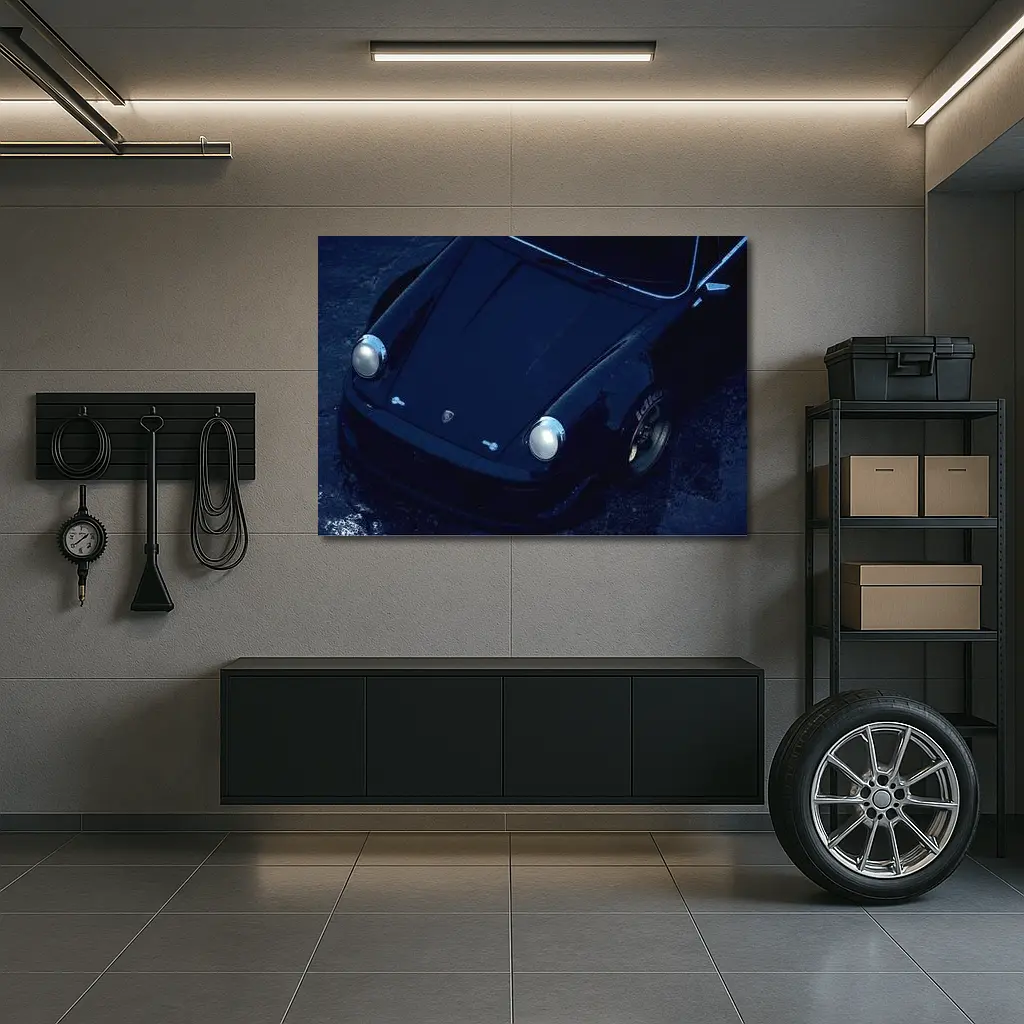 Porsche 911 Black Dark Wet Street – Wall Art