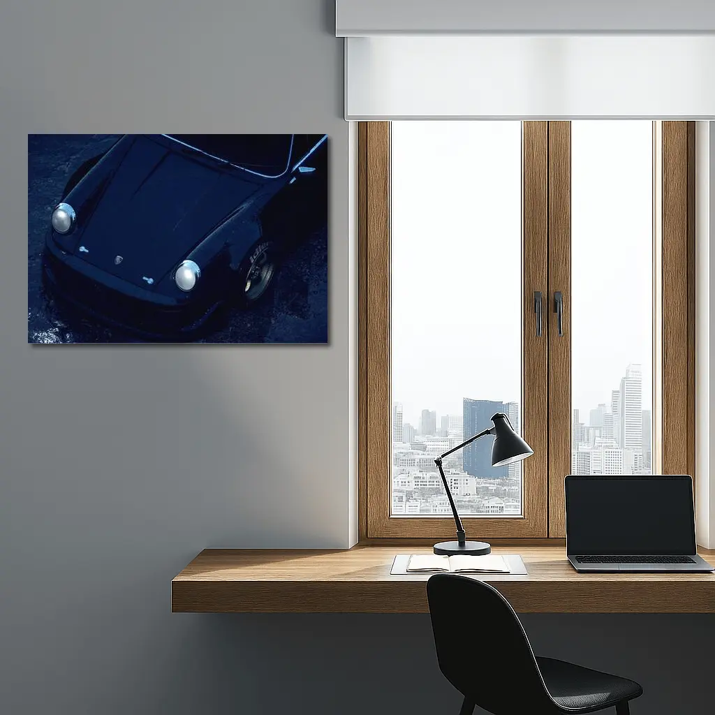 Porsche 911 Black Dark Wet Street – Wall Art