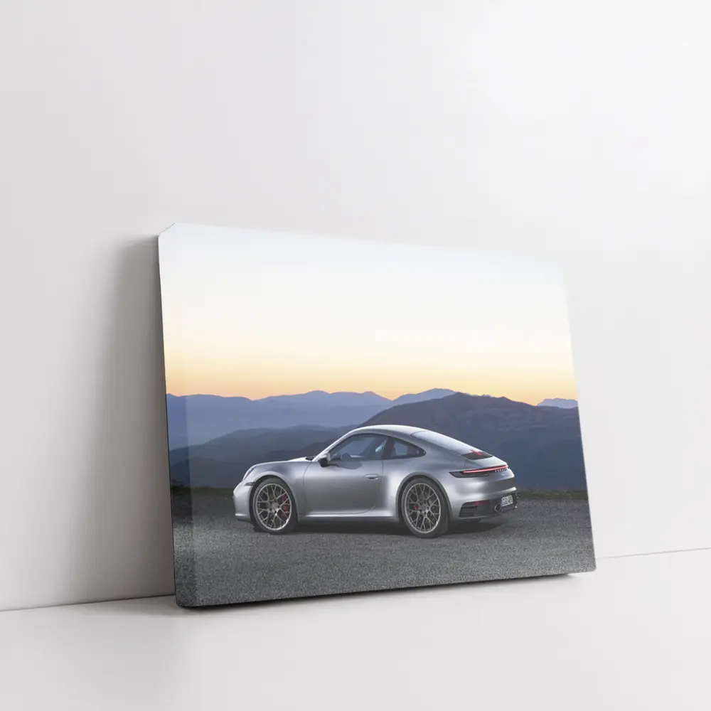 Porsche 911 Silver Coupe Mountain Sunset – Wall Art