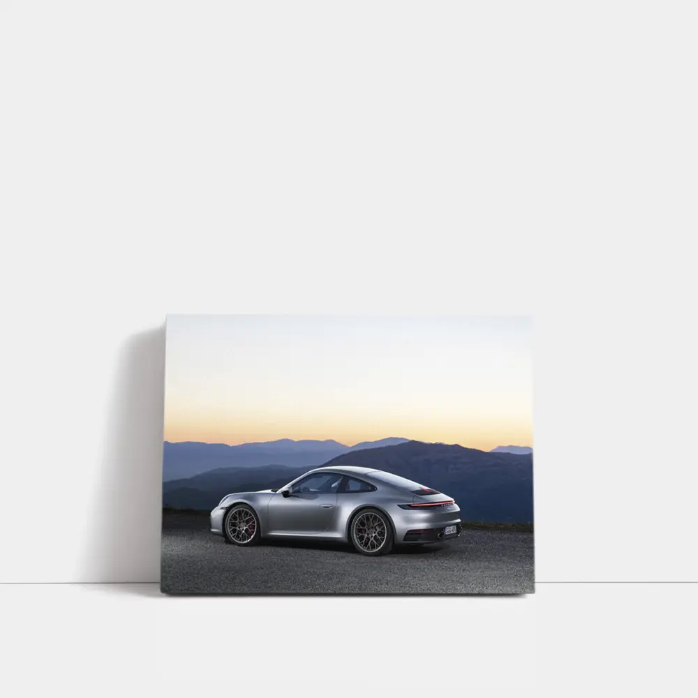 Porsche 911 Silver Coupe Mountain Sunset – Wall Art