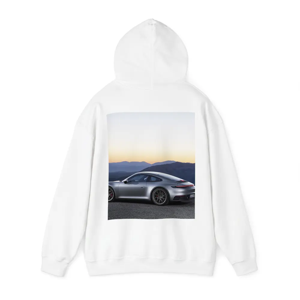 Porsche 911 Silver Coupe Mountain Sunset – Hoodies