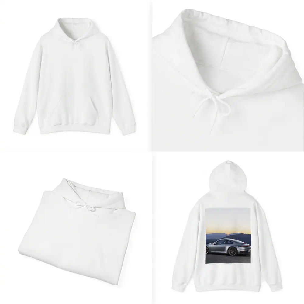 Porsche 911 Silver Coupe Mountain Sunset – Hoodies