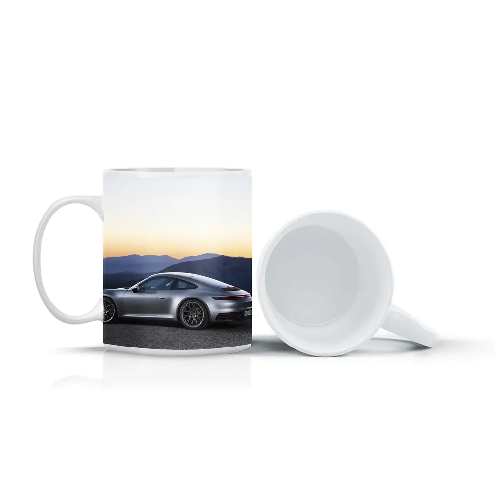 Porsche 911 Silver Coupe Mountain Sunset – Mugs