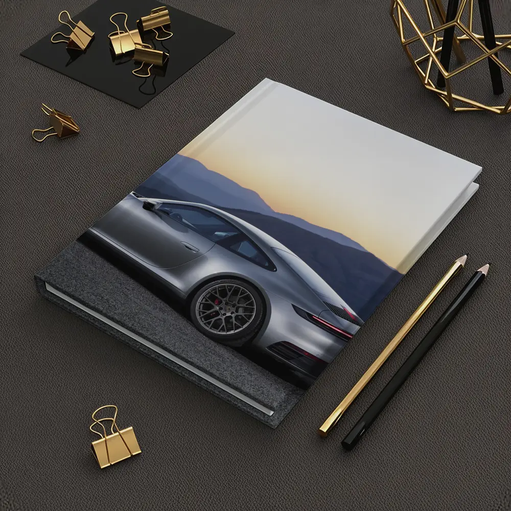 Porsche 911 Silver Coupe Mountain Sunset – Notebooks