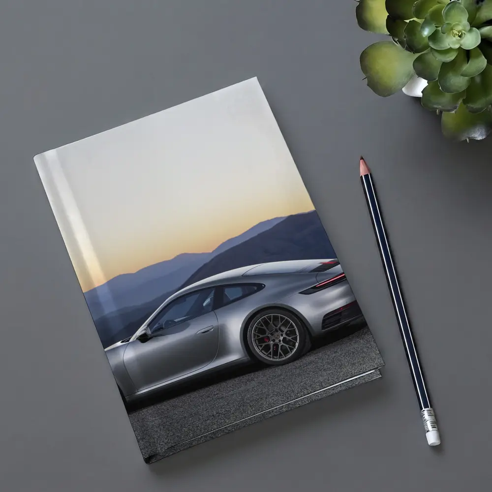 Porsche 911 Silver Coupe Mountain Sunset – Notebooks