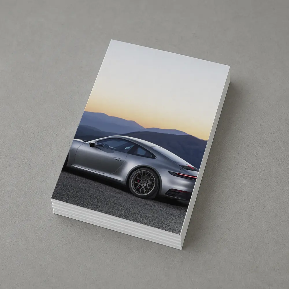 Porsche 911 Silver Coupe Mountain Sunset – Postcards