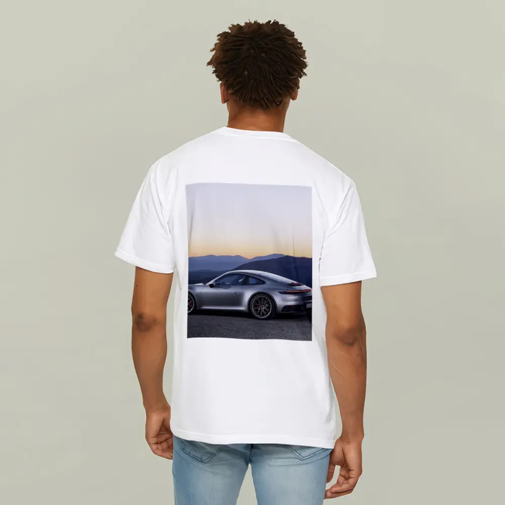 Porsche 911 Silver Coupe Mountain Sunset – T-Shirts