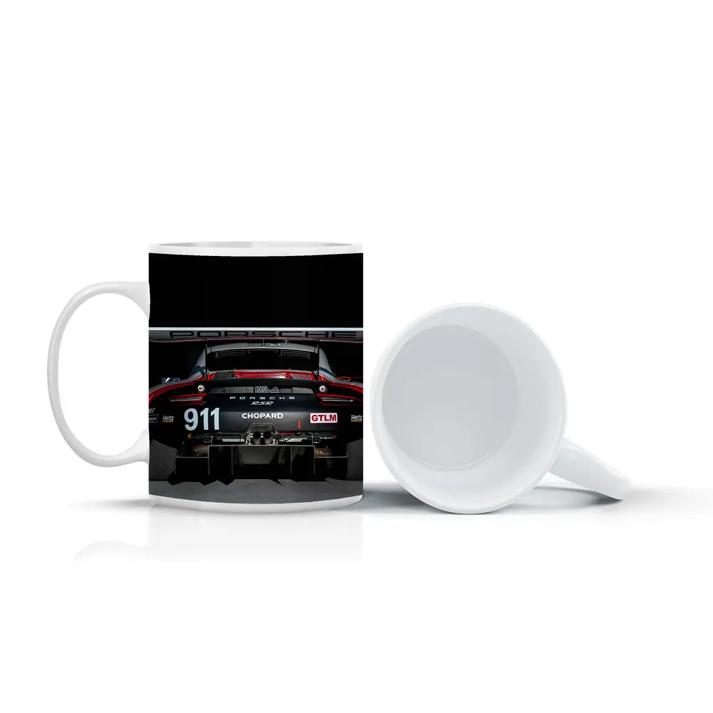 Porsche 911 RSR Race Car Black Background – Mugs
