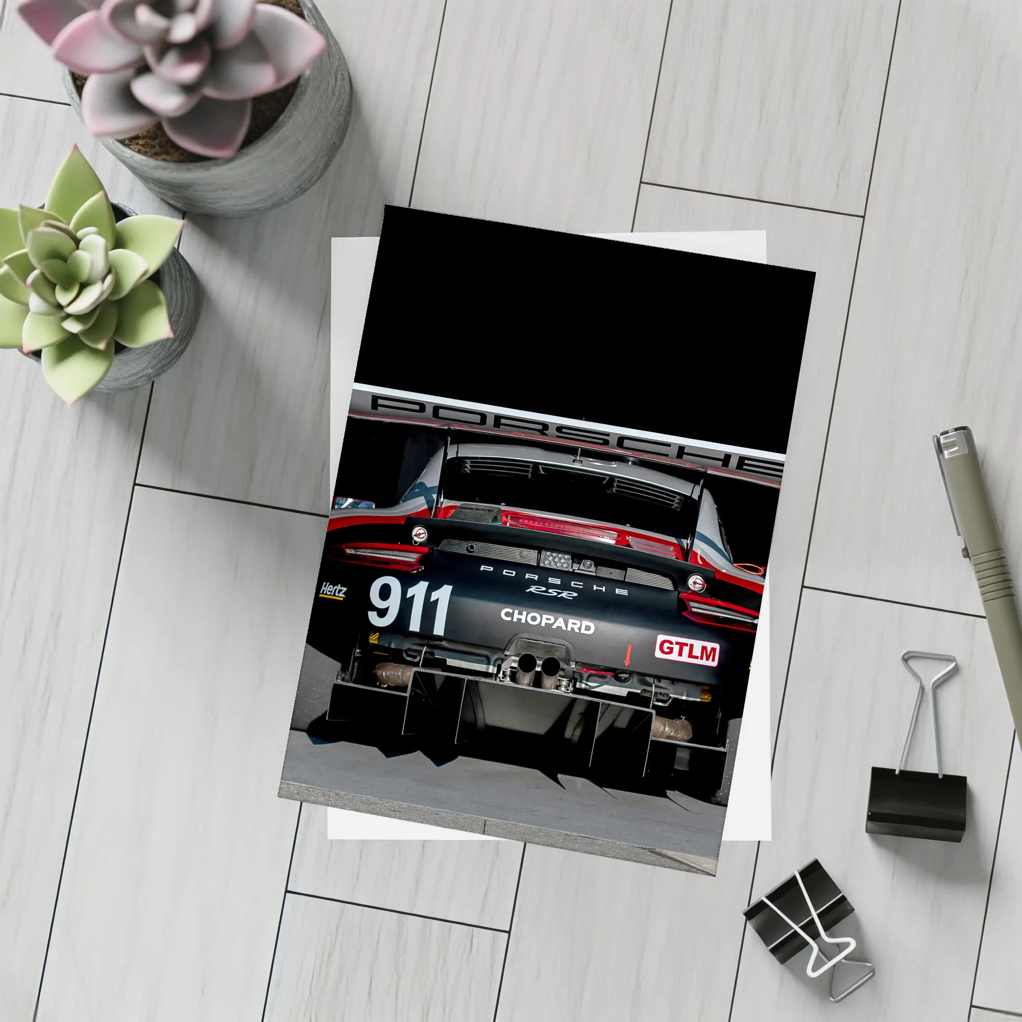 Porsche 911 RSR Race Car Black Background – Postcards
