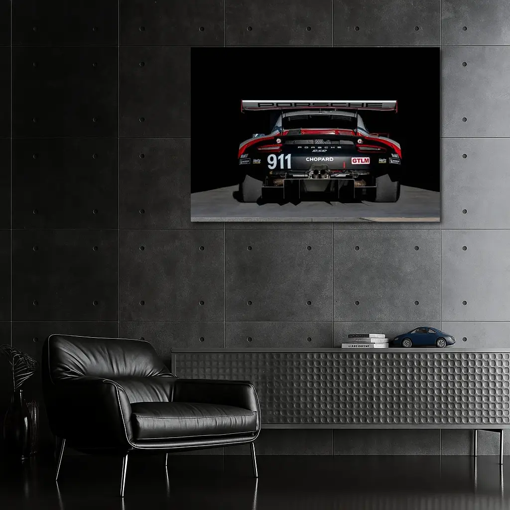 Porsche 911 RSR Race Car Black Background – Wall Art
