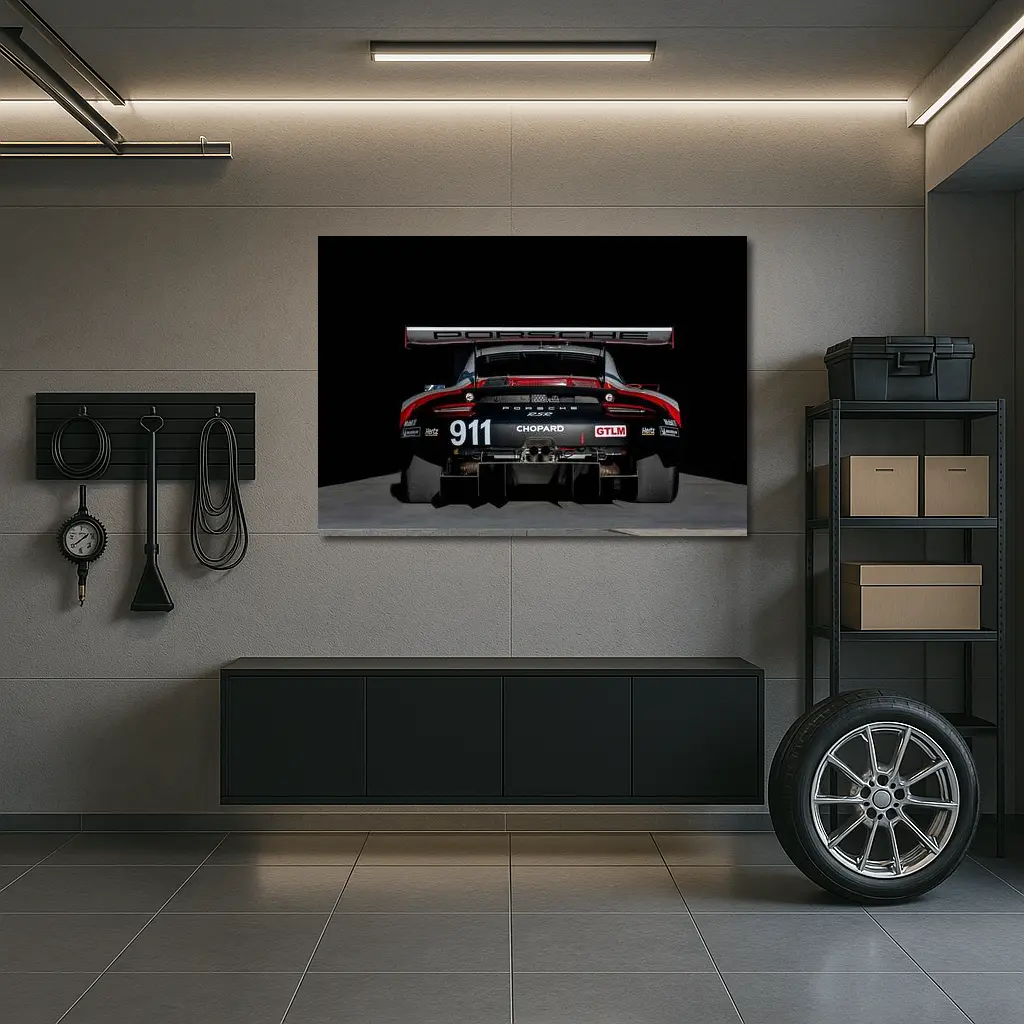 Porsche 911 RSR Race Car Black Background – Wall Art