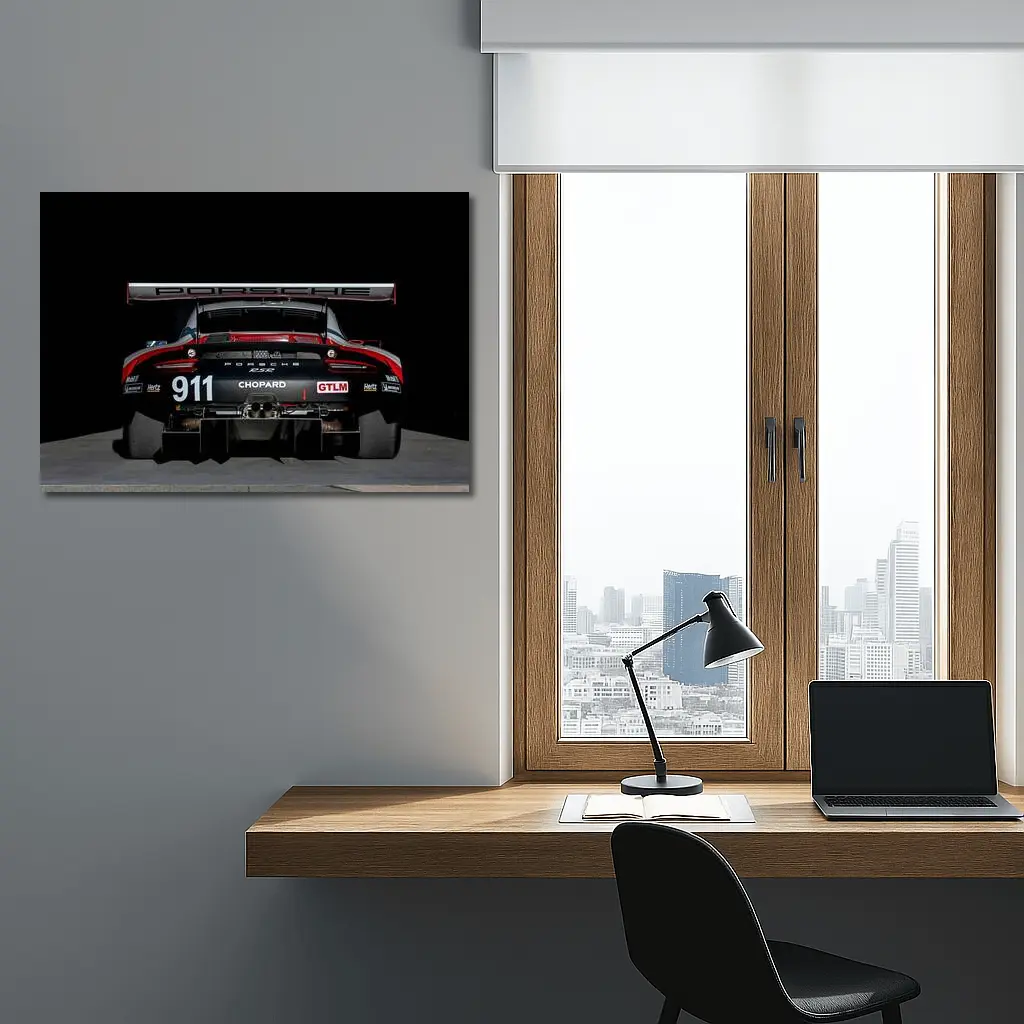 Porsche 911 RSR Race Car Black Background – Wall Art
