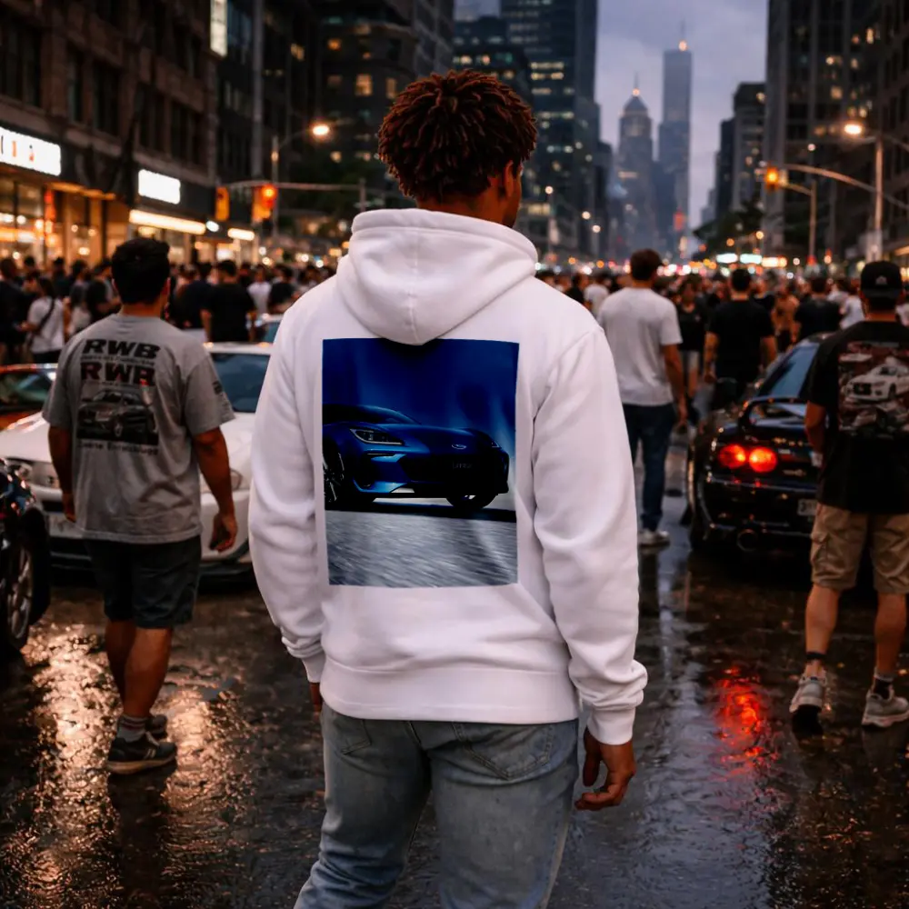 Subaru BRZ Blue Sports Car Salt Flats – Hoodies