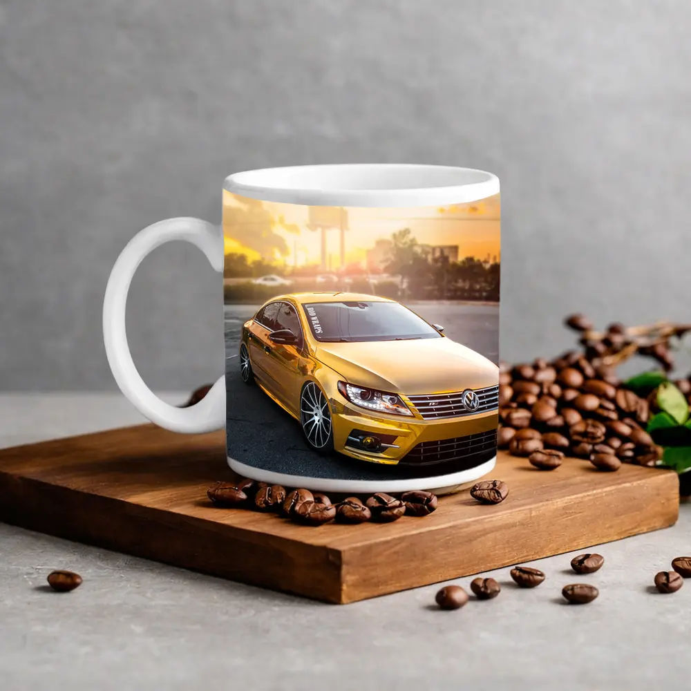 Gold Chrome Volkswagen CC Sunset Parking Lot – Mugs